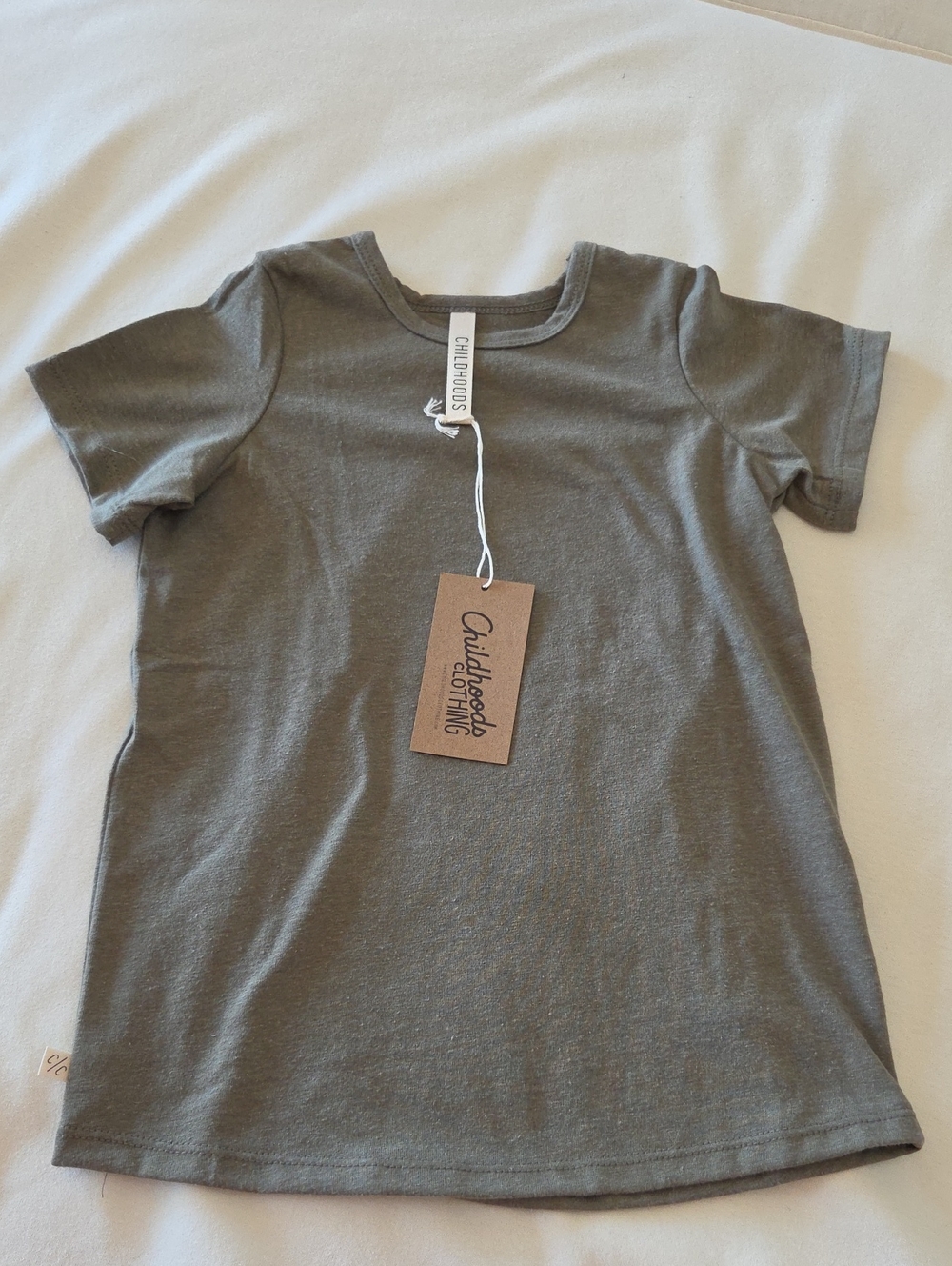 NWT Childhoods Basic Tee in Heather Buck (Olive Green) 10/11